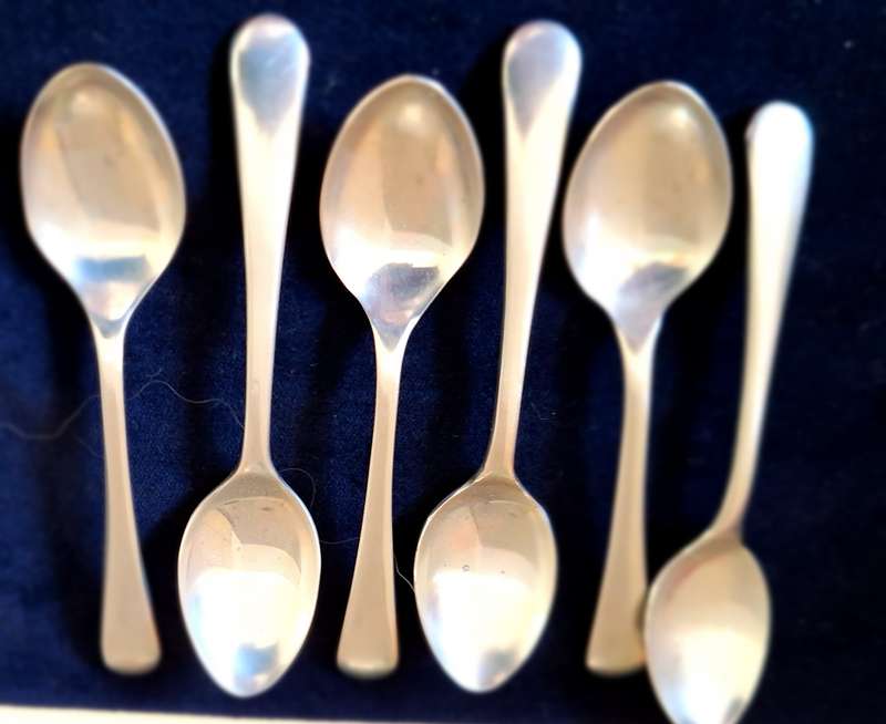 Set of 6 Sipelia Nickel Silver Demitasse Spoons Made in England