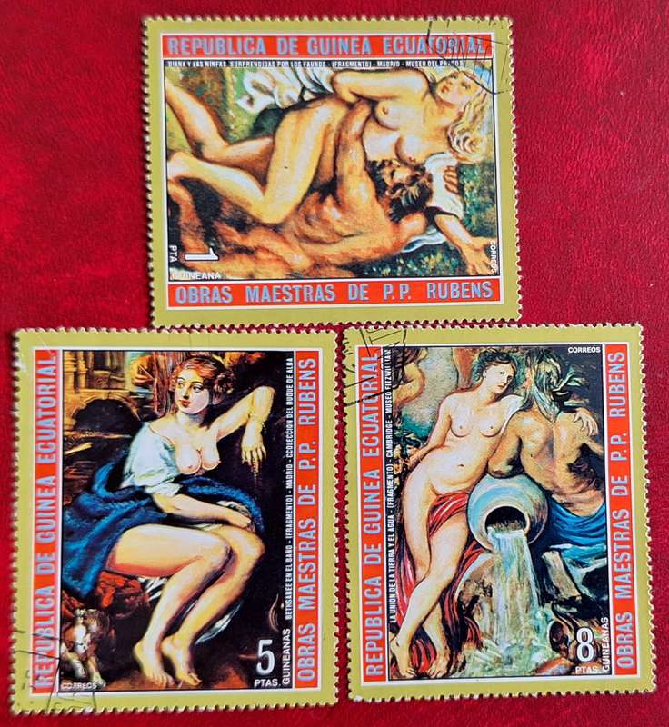 Equatorial Guinea 1973 Paintings by Rubens 3 Cancelled stamps from Set of 7