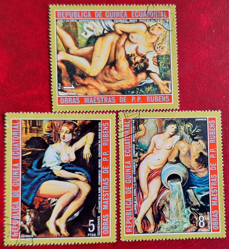 Equatorial Guinea 1973 Paintings by Rubens 3 Cancelled stamps from Set of 7