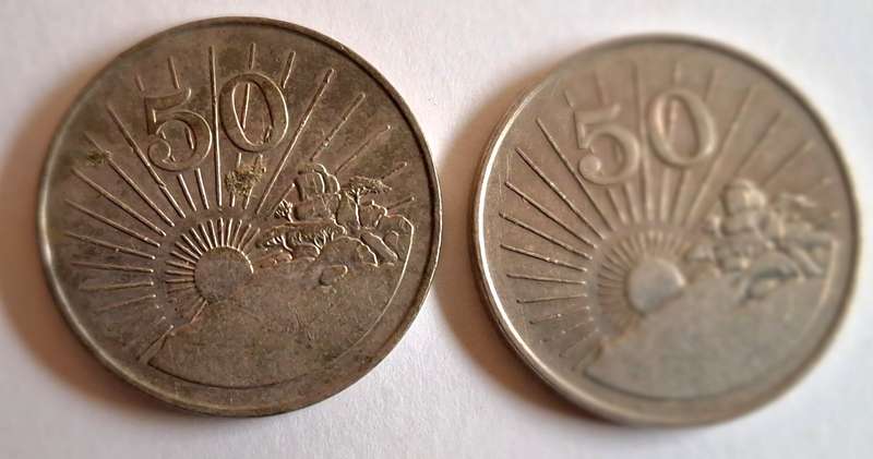 Zimbabwe 1980 50c x2 Copper-nickel