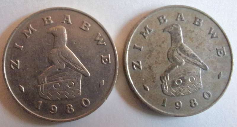 Zimbabwe 1980 50c x2 Copper-nickel