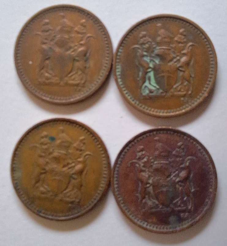 Rhodesia 1970 Half cent x 4 Bronze