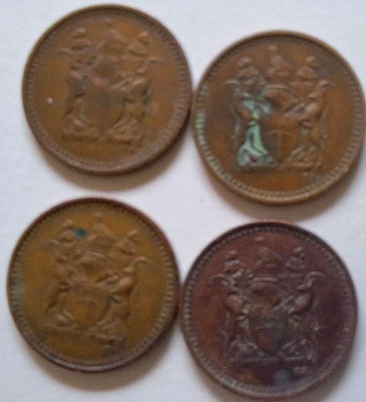 Rhodesia 1970 Half cent x 4 Bronze