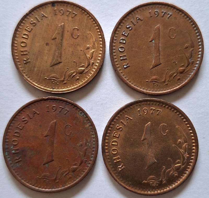 Rhodesia 1977 1c x4 Bronze