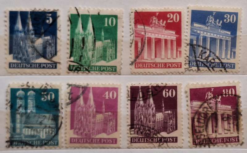Germany: Allied Occupation 1948 Buildings Part Set 8 Used Hinged stamps