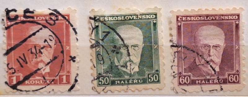 Czechoslovakia 1930 Pres Masaryk 3 Used Hinged stamps very thin paper