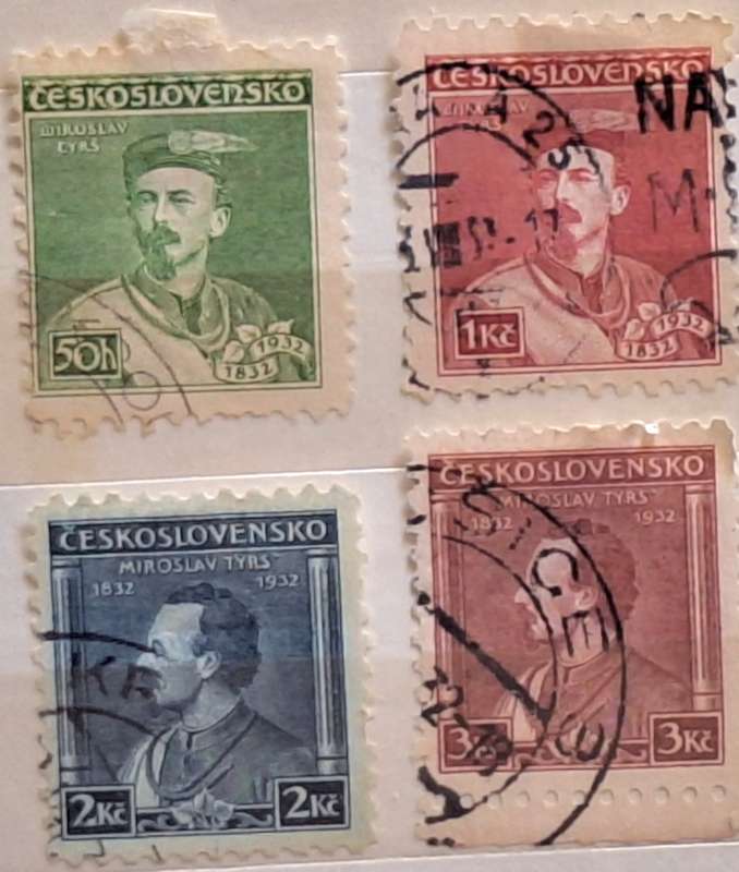 Czechoslovakia 1932 Miroslav Tyrs and Sokol Congress Set of 4 Used Hinged stamps