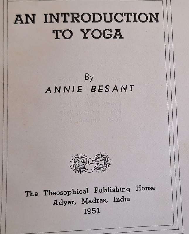 An Introduction to Yoga by Annie Besant Paperback 1951 Sixth Edition