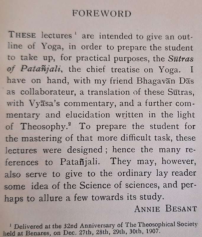 An Introduction to Yoga by Annie Besant Paperback 1951 Sixth Edition