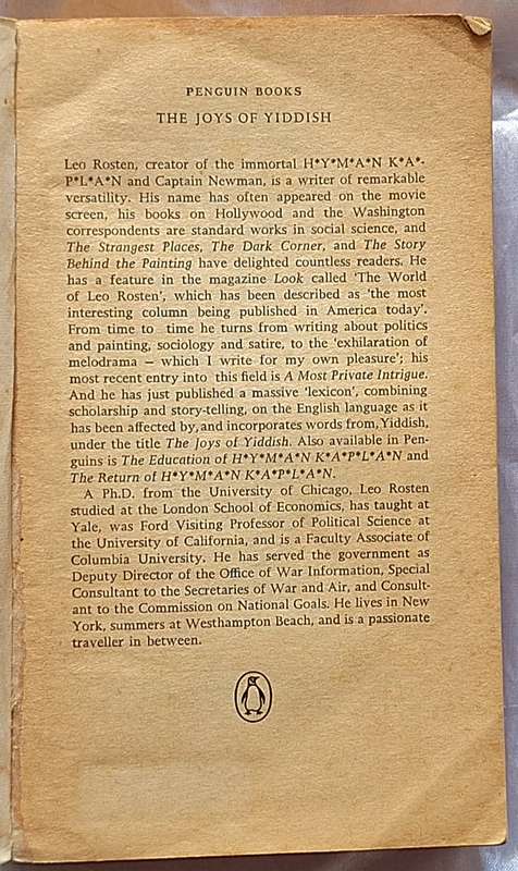 The Joys of Yiddish by Leo Rosten Paperback