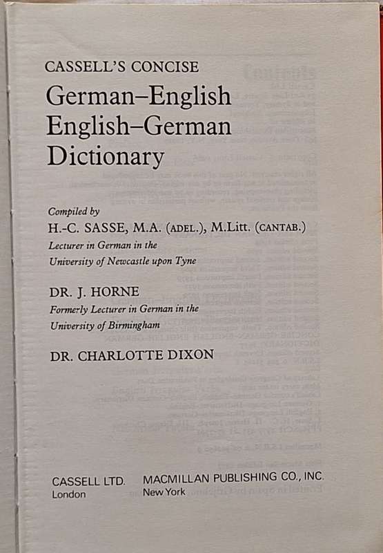 Cassell's German Dictionary German-English English-German Hardcover 1979 2nd Ed 11th Imp