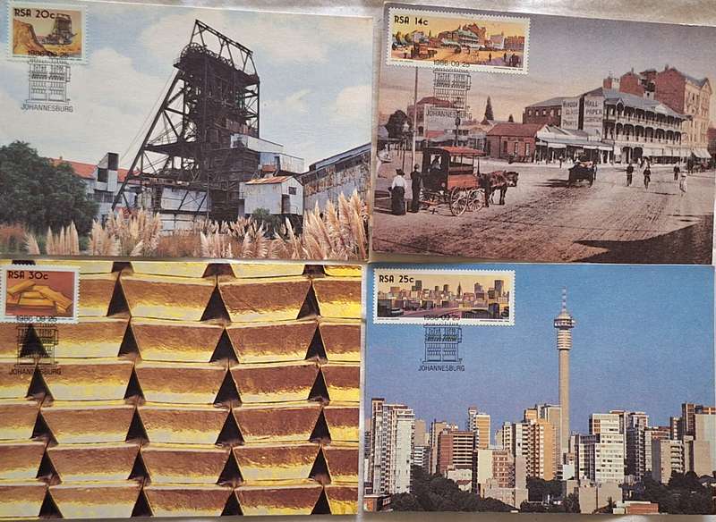 South Africa 1986 Johannesburg The Golden City Set of 4 Maxi Cards