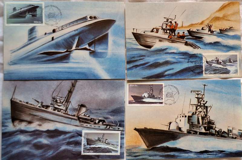 South Africa 1982 Naval Base Simonstown Set of 4 Numbered Maxi Cards No. 2957/3000