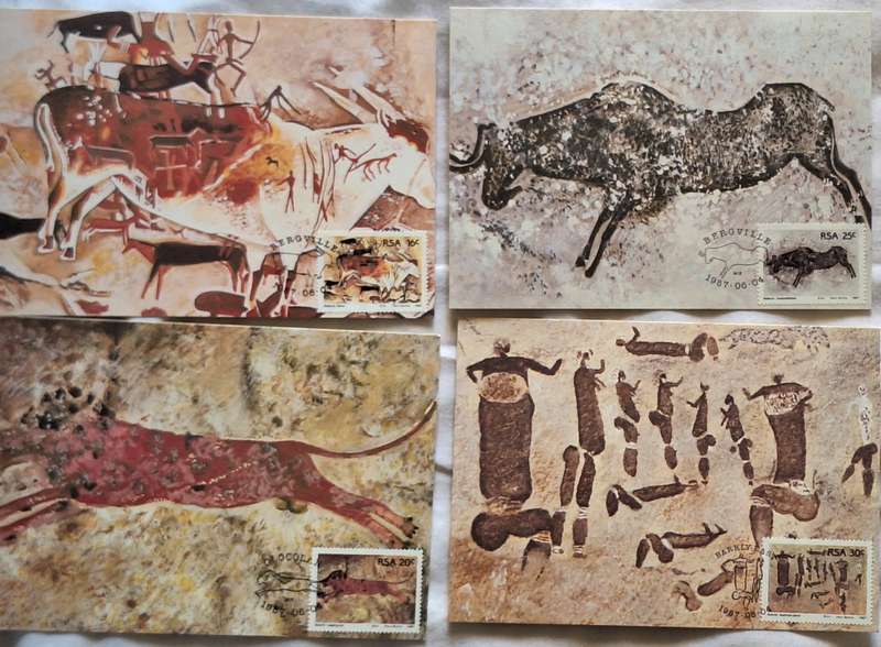 South Africa 1987 Rock Paintings Set of 4 Maxi Cards