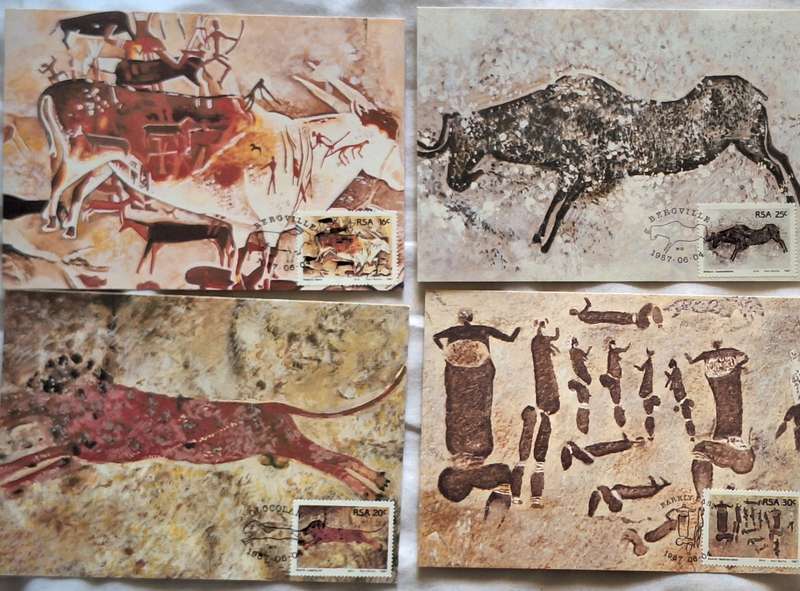 South Africa 1987 Rock Paintings Set of 4 Maxi Cards