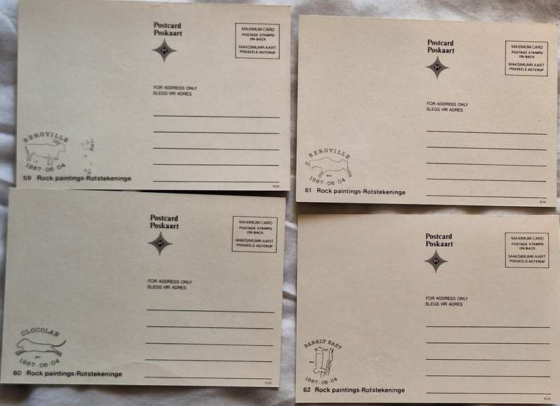 South Africa 1987 Rock Paintings Set of 4 Maxi Cards