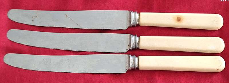 3 Knives Faux Bone Handles No Makers Name