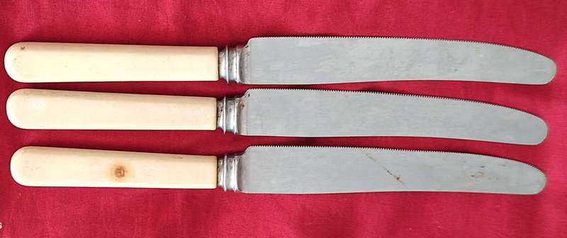 3 Knives Faux Bone Handles No Makers Name