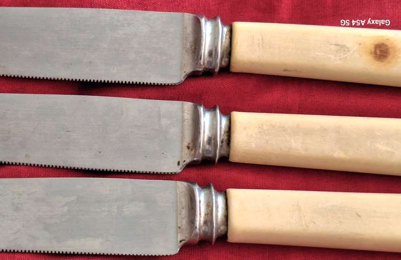 3 Knives Faux Bone Handles No Makers Name