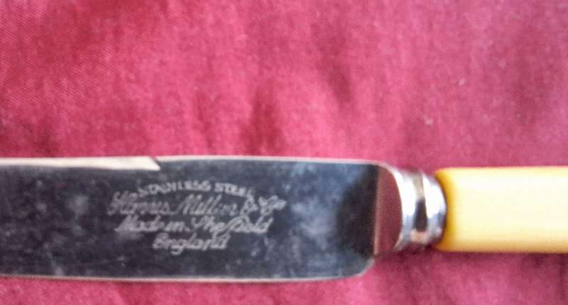 1 Vintage Harris Miller & Co Sheffied Faux Bone  Table Knife