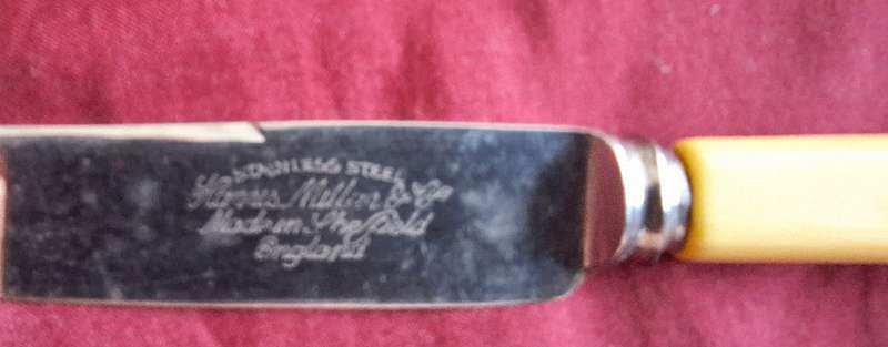 1 Vintage Harris Miller & Co Sheffied Faux Bone  Table Knife