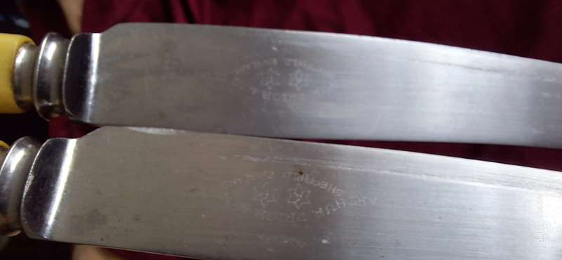 2 Vintage Arthur Price & Co Ltd Sheffield Stainless Table Knives with Faux Bone Handle