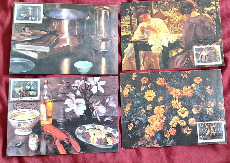 South Africa 1985 Frans David Oerder Paintings Set of 4 Maxi Cards