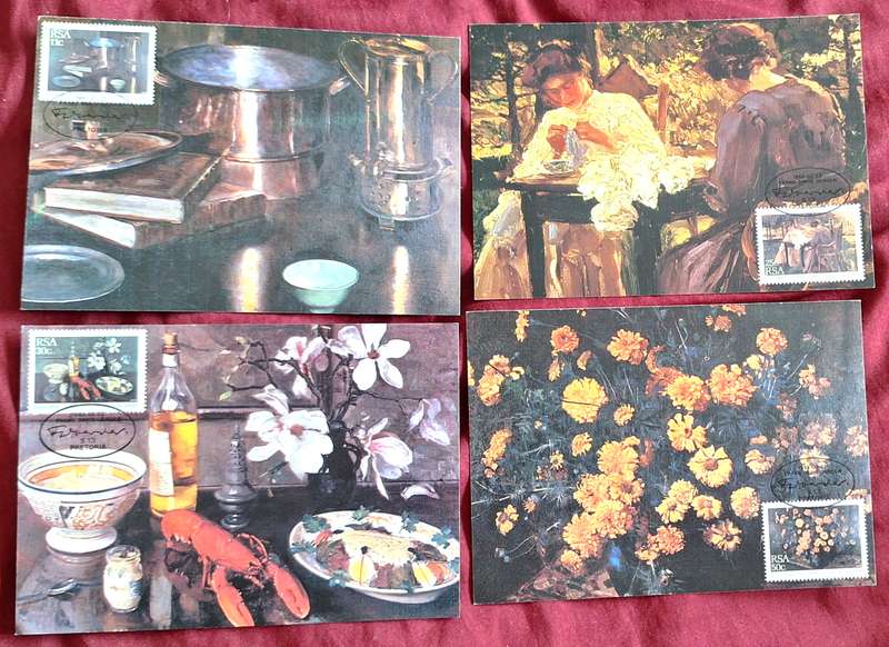South Africa 1985 Frans David Oerder Paintings Set of 4 Maxi Cards