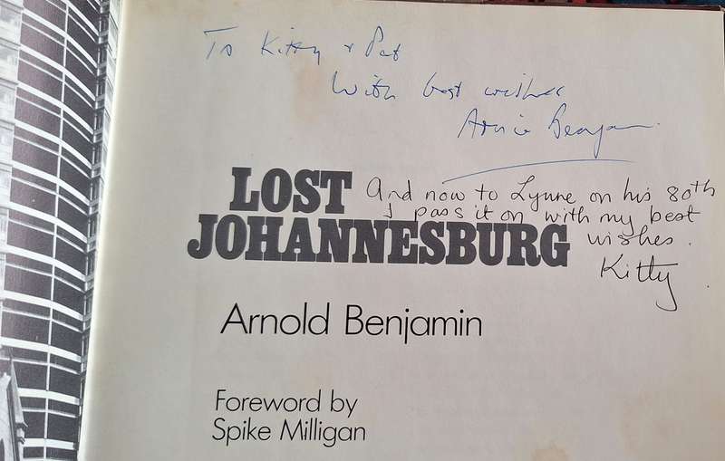 Lost Johannesburg by Arnold Benjamin Hardcover 1979 Inscribed by Author