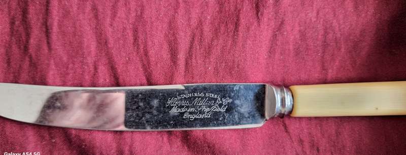 1 Vintage Harris Miller & Co Sheffied Faux Bone  Table Knife