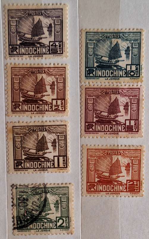 French Indochina 1931 Junks 6 Unused and 1 Used stamps