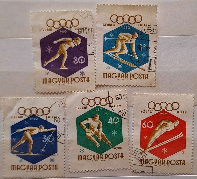 Hungary 1960 Olympics Winter Games 5 Used Hinged stamps