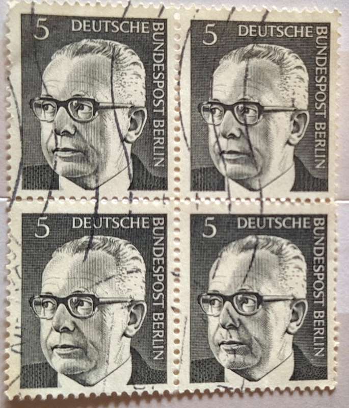 Germany 1970 Gustav Heinemann Block of 4 Used stamps