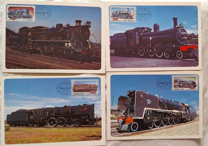 South Africa 1983 Steam Locomotives Set of 4 Maxi Cards