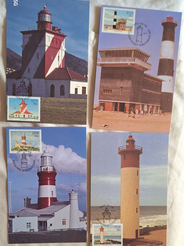 South Africa 1988 Lighthouses Set of 4 Maxi Cards