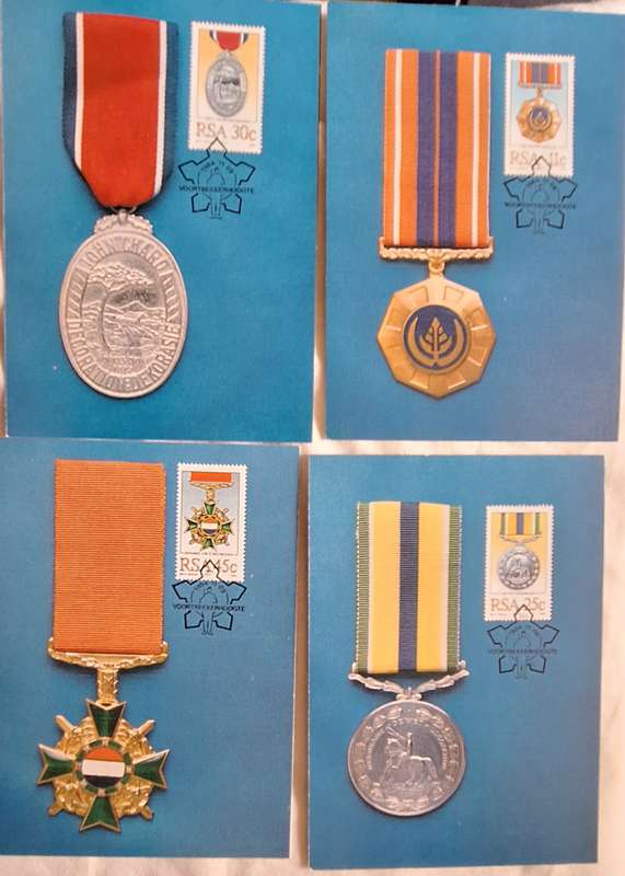 South Africa 1984 Military Decoration Medal Set of 4 Maxi Cards