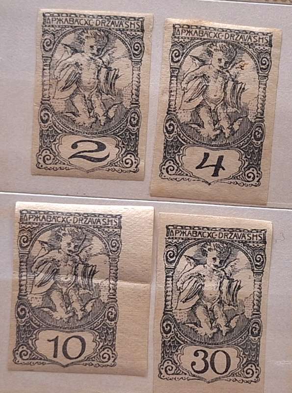 Jugoslavia 1919/20 Newspaper Stamps "Eros"  4 Unused Hinged Imperforate stamps