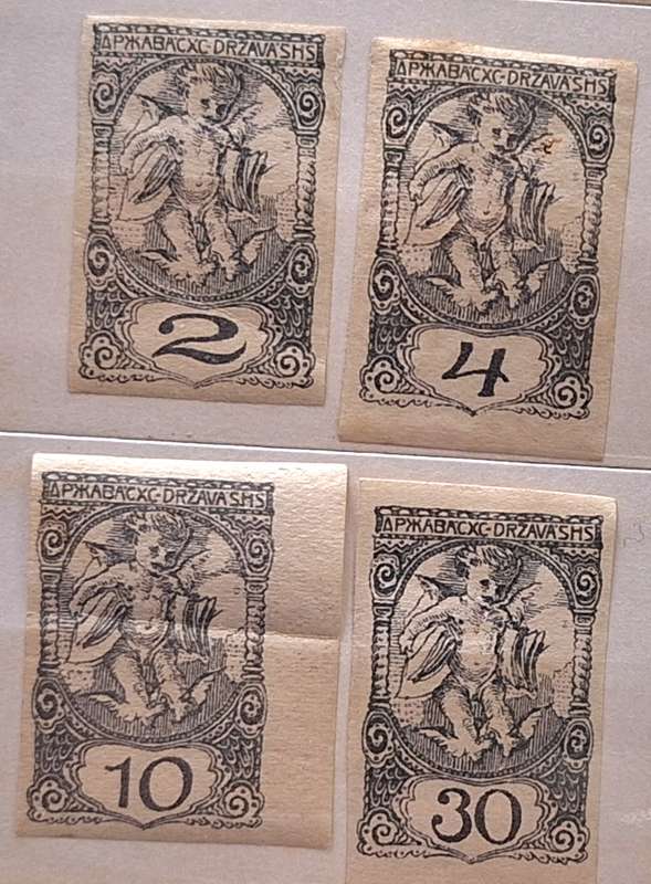 Jugoslavia 1919/20 Newspaper Stamps "Eros"  4 Unused Hinged Imperforate stamps