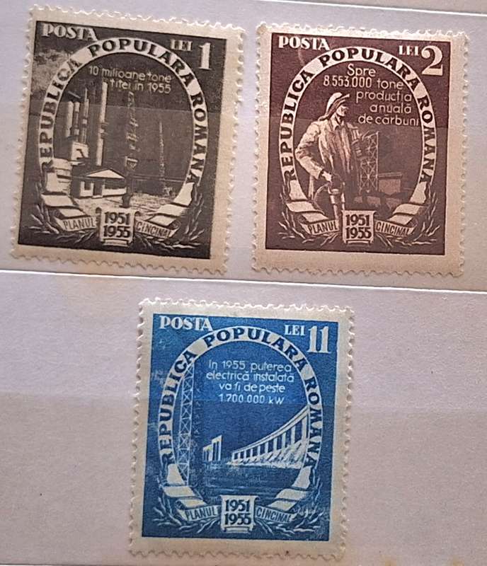 Romania 1952 5 Year Plan 3 Unused Hinged stamps