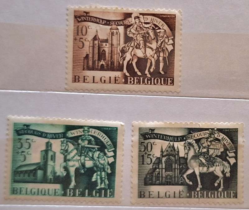 Belgium 1943 Charity Stamps Winter Help 3 Unused Hinged stamps