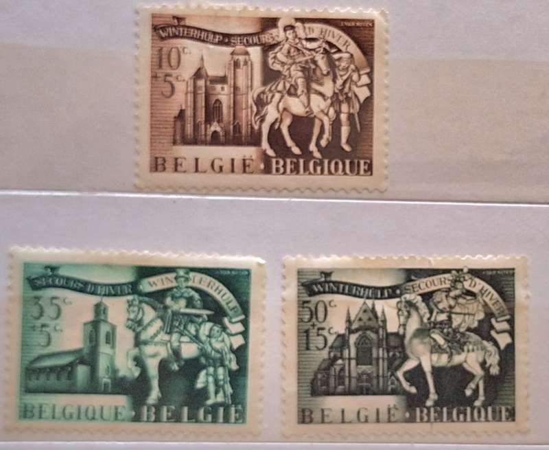Belgium 1943 Charity Stamps Winter Help 3 Unused Hinged stamps
