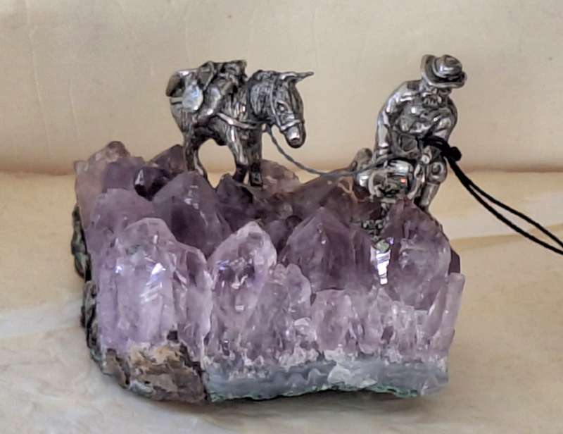 New World Pewter Miniature Prospector Figurine on Rock Cluster