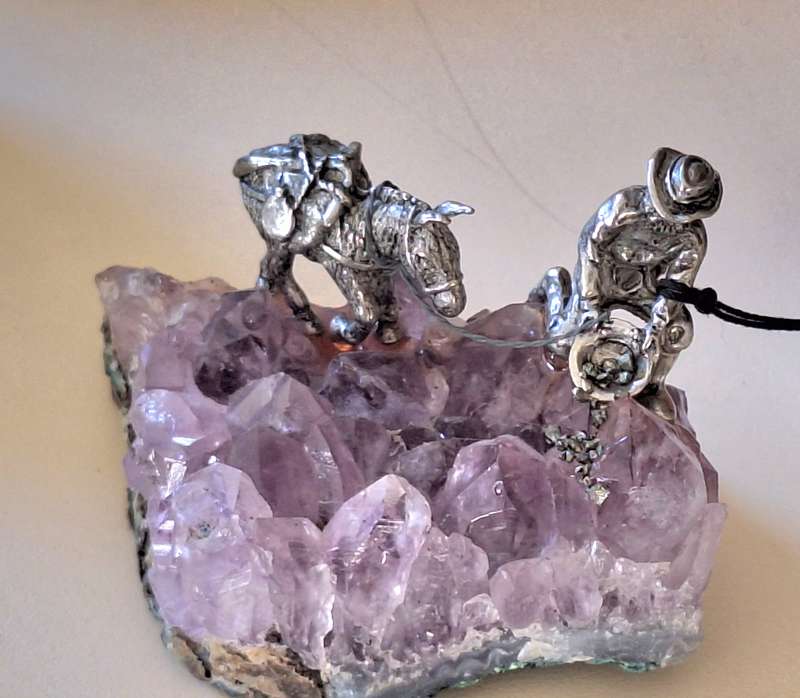 New World Pewter Miniature Prospector Figurine on Rock Cluster