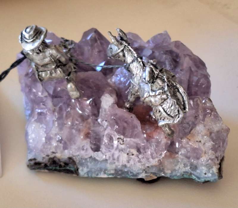 New World Pewter Miniature Prospector Figurine on Rock Cluster
