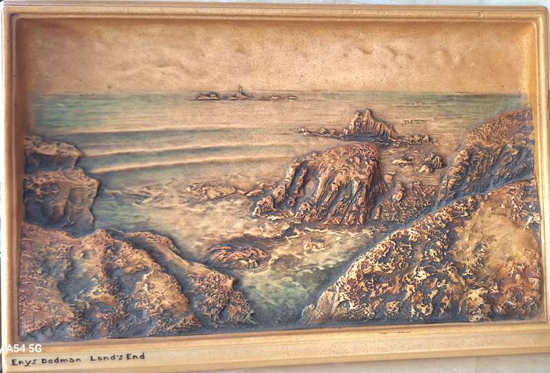 Osborne Ivorex Plaque of Land's End by Enys Dodman Made in England