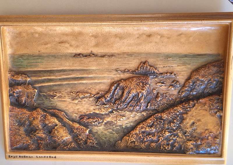 Osborne Ivorex Plaque of Land's End by Enys Dodman Made in England
