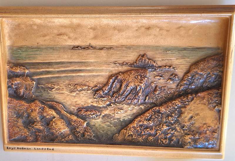 Osborne Ivorex Plaque of Land's End by Enys Dodman Made in England