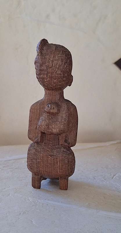 Vintage Wooden Figurine of Woman Kneeling