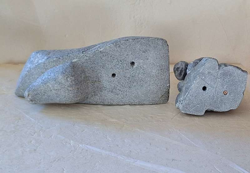 Canada Eskimo Art Carved Stone Sculpture 4-0135