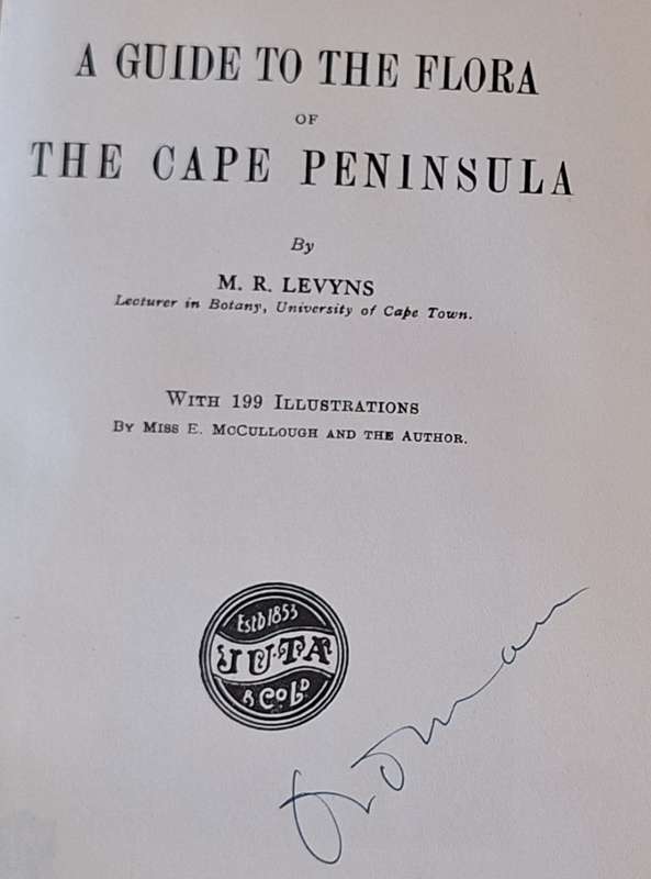 A Guide to the Flora of The Cape Peninsula by M.R Levyns Hardcover Introduction dated 1929